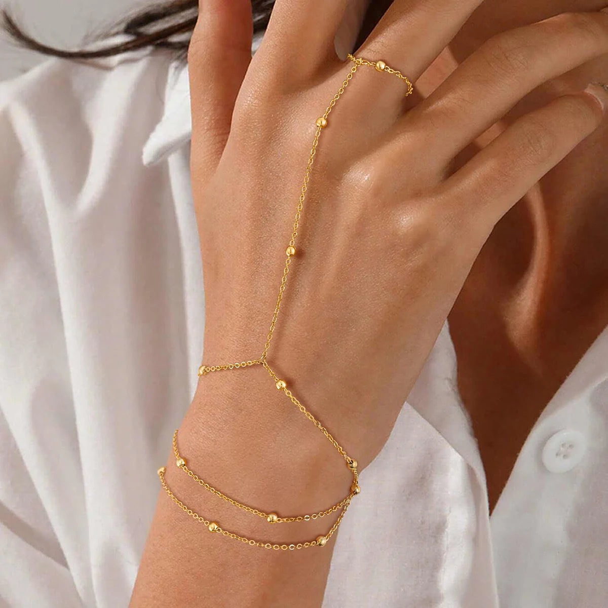 Golden Dots Hand Chain