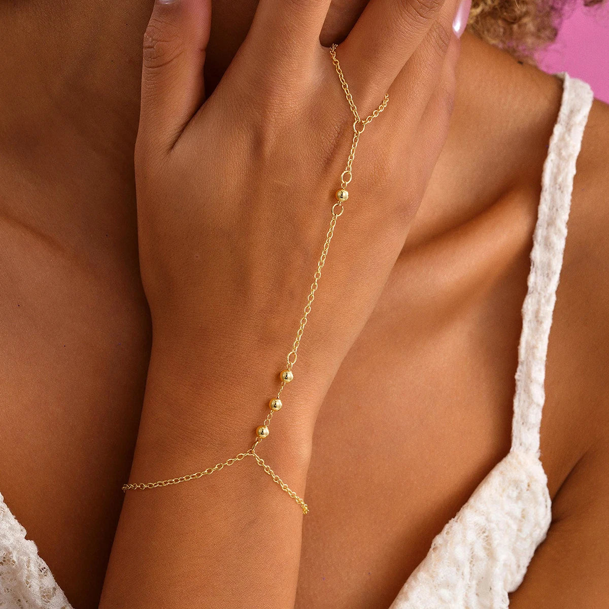 Golden Dots Hand Chain