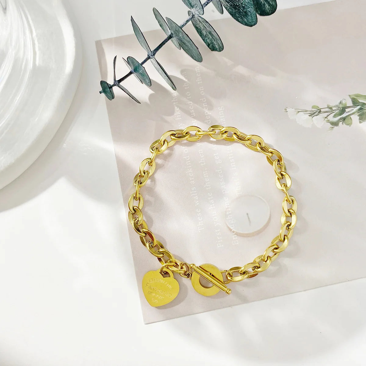 HeartLink OT Bracelet – Stainless Steel Charm