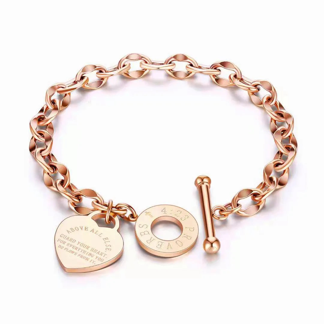 HeartLink OT Bracelet – Stainless Steel Charm
